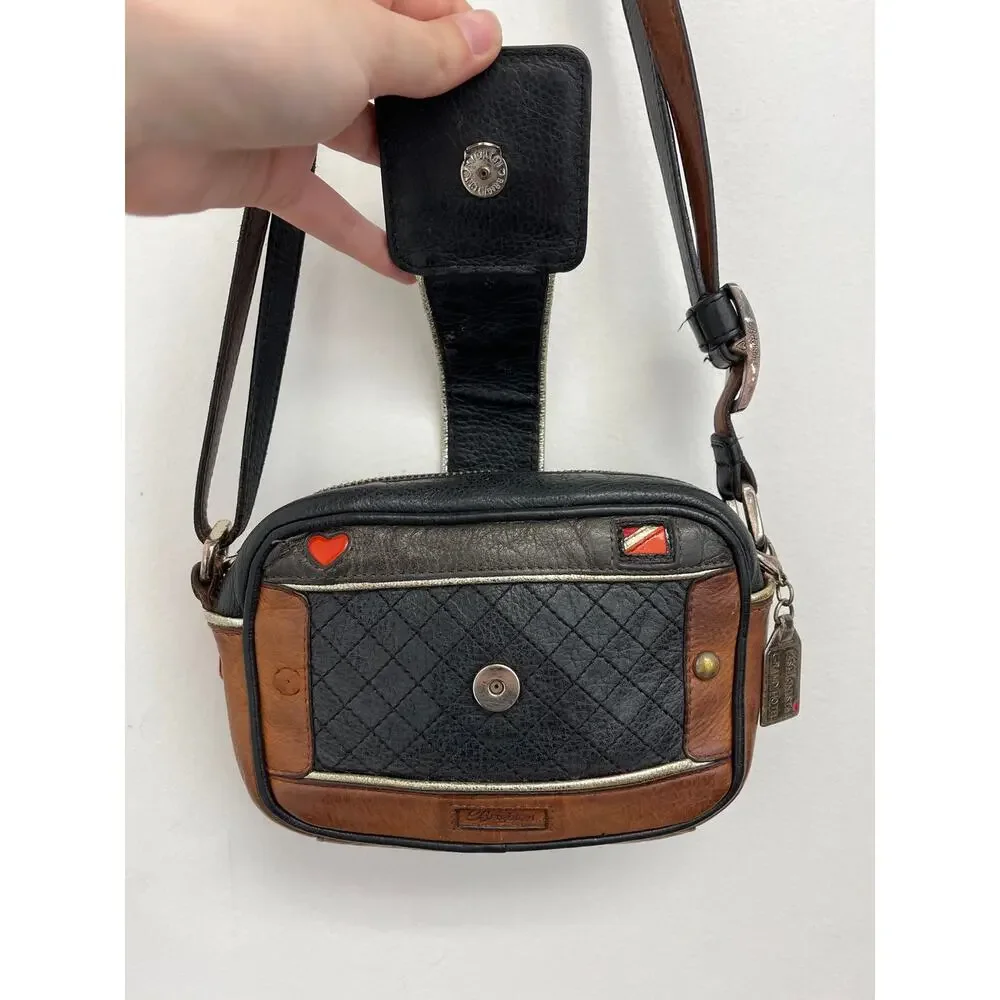 Brighton Camera Leather Shoulder Crossbody Convertible Small Bag Novelty Retro